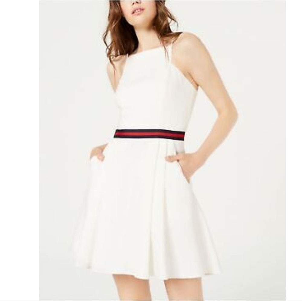 TEEZE Me Dresses White Ivory Size 9 Junior A-line Striped Stretch